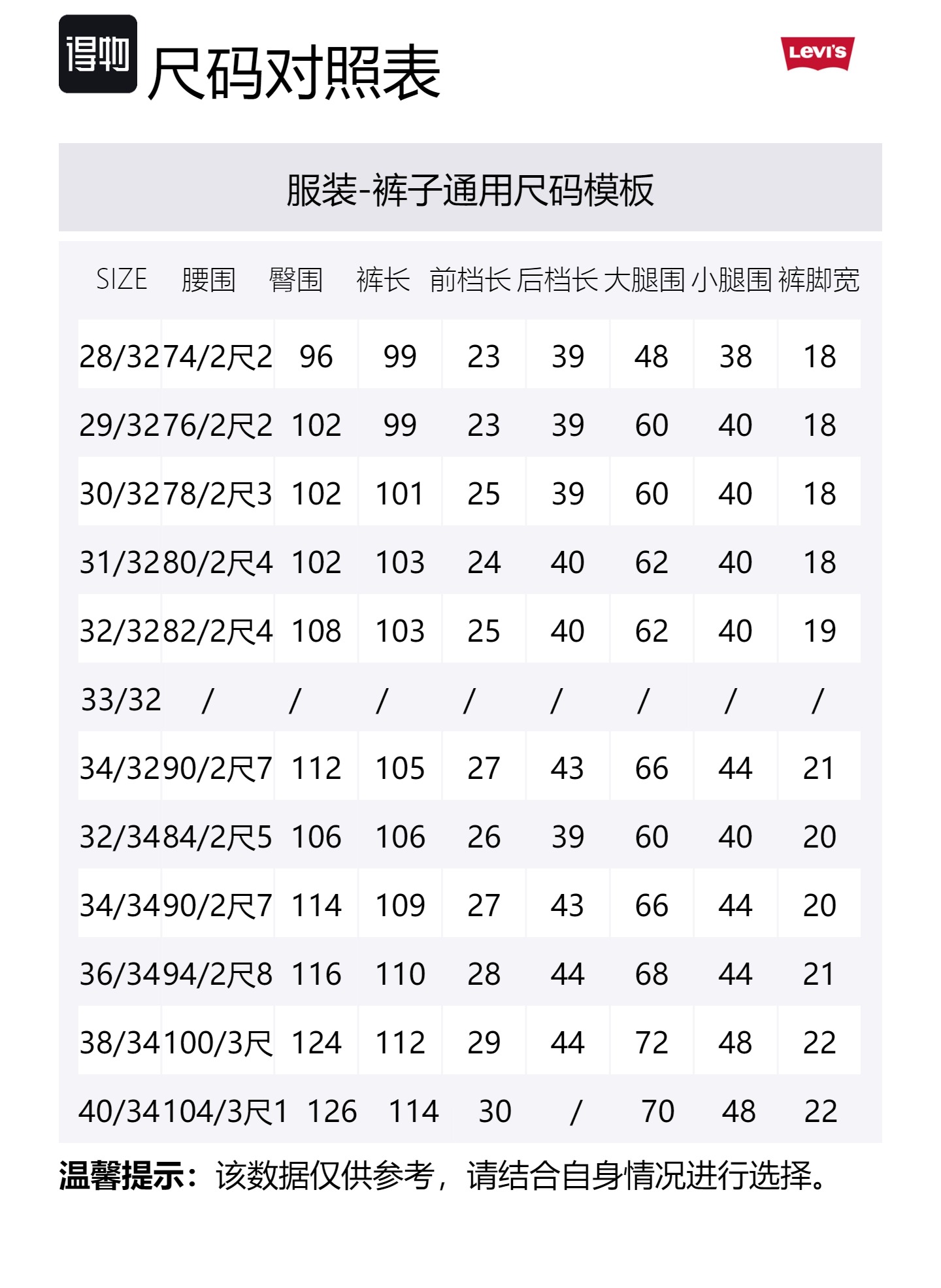 Size Table