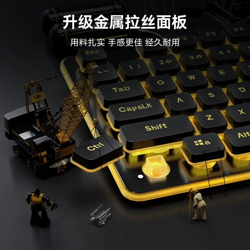 Wolf Road wired silent keyboard with high aesthetics, mechanical feel, backlit tablet, laptop, typing, female office