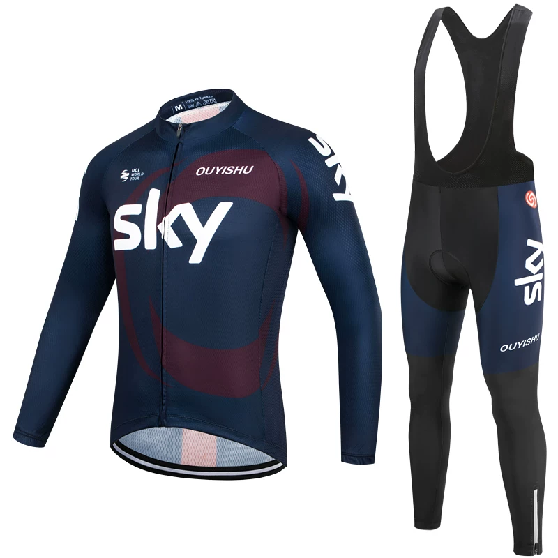 Sky cycling suit with long sleeves, men's slim fit mountain road bike, spring/summer/autumn cycling shirt, breathable and sun protection customization