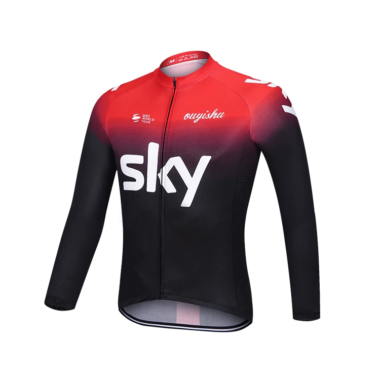Sky cycling suit with long sleeves, men's slim fit mountain road bike, spring/summer/autumn cycling shirt, breathable and sun protection customization