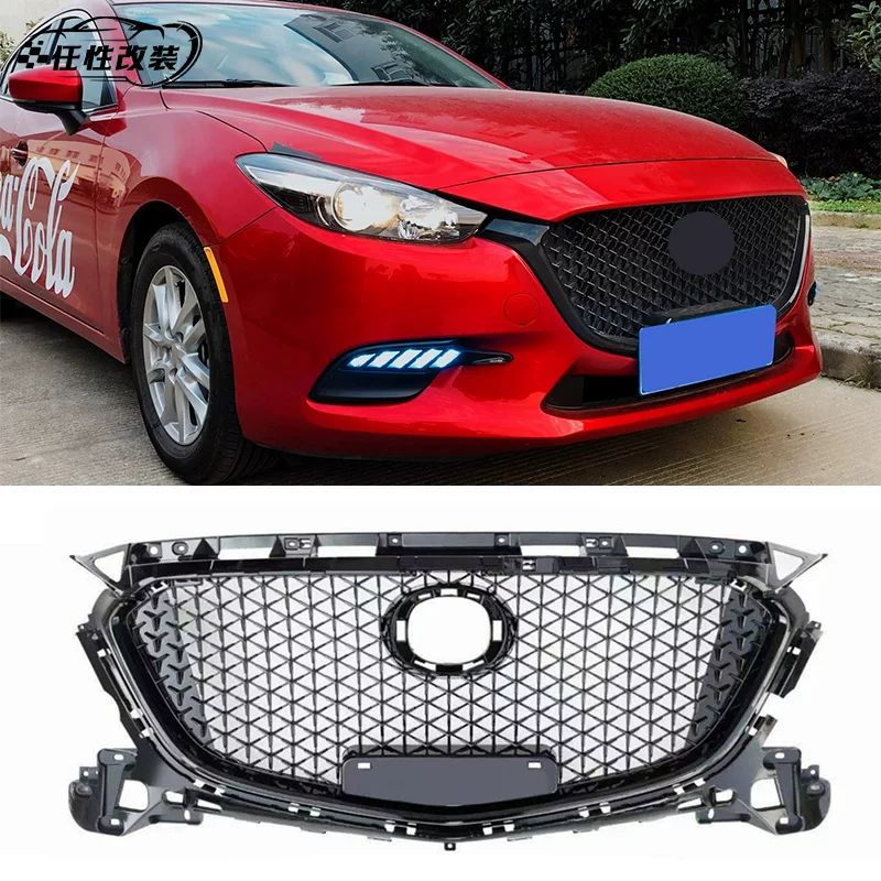 Подходит для 14-19 Mazda 3 Angsaila Honeycomb Центральная решетка модифицированная защита передней губы.