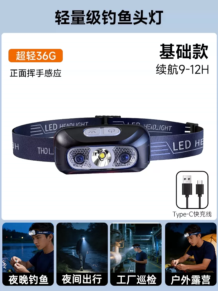 Headlight night fishing special 2026 new model with ultra long endurance sensor head mounted outdoor strong light ultra bright charging