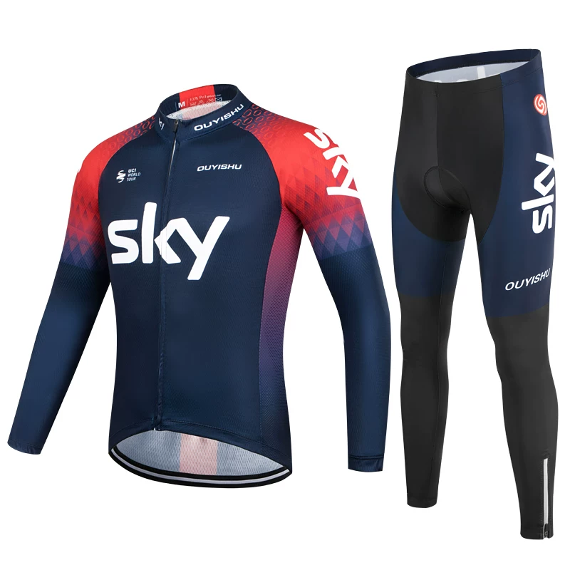 Sky cycling suit with long sleeves, men's slim fit mountain road bike, spring/summer/autumn cycling shirt, breathable and sun protection customization