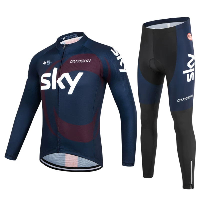 Sky cycling suit with long sleeves, men's slim fit mountain road bike, spring/summer/autumn cycling shirt, breathable and sun protection customization