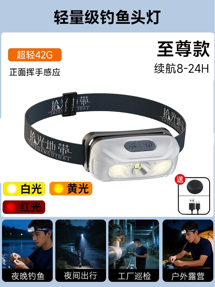 Headlight night fishing special 2026 new model with ultra long endurance sensor head mounted outdoor strong light ultra bright charging