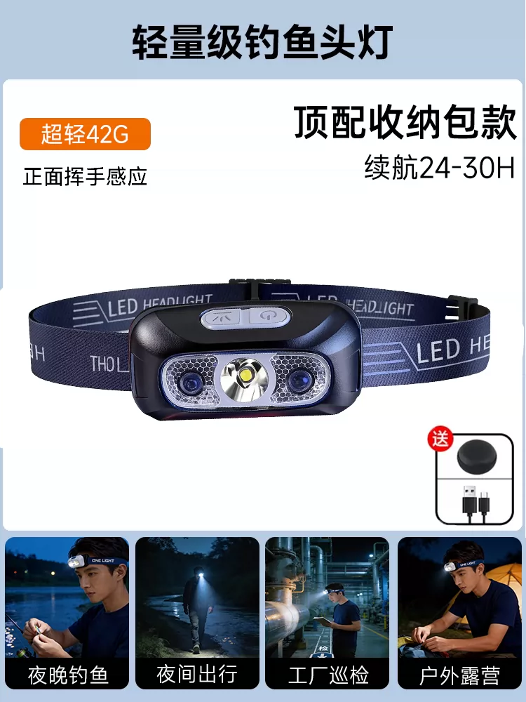 Headlight night fishing special 2026 new model with ultra long endurance sensor head mounted outdoor strong light ultra bright charging