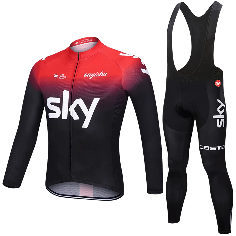 Sky cycling suit with long sleeves, men's slim fit mountain road bike, spring/summer/autumn cycling shirt, breathable and sun protection customization