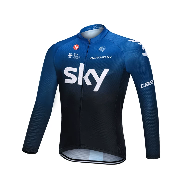Sky cycling suit with long sleeves, men's slim fit mountain road bike, spring/summer/autumn cycling shirt, breathable and sun protection customization