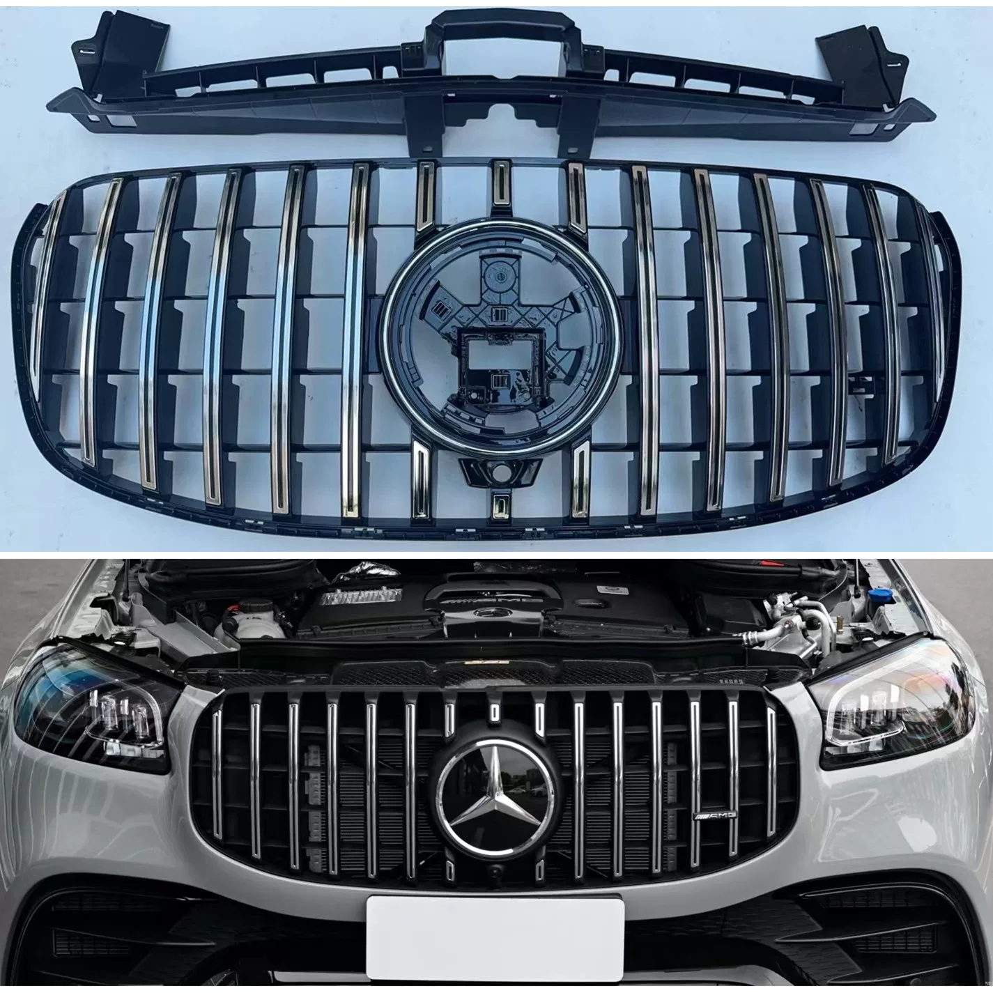 Подходит для 24 Mercedes-Benz X167 GLS400 GLS500 модифицированной вертикальной решетки GT, передней панели AMG