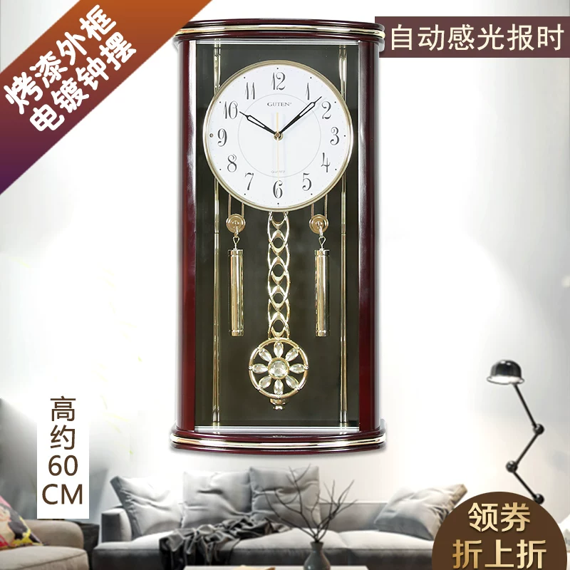 Золотой Zhongbao's Большой европейский стиль световой контроль Время управления настенными часами мода гостиная гостиная тихо
