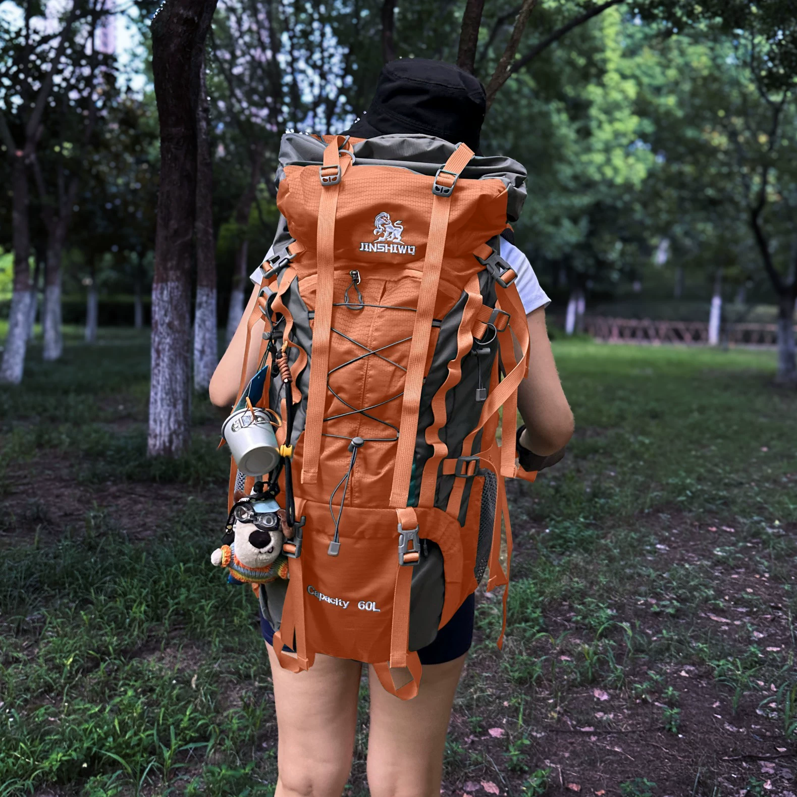 Outdoor professional hiking bag, large capacity hiking bag, camping waterproof backpack carrying system, 60L men's and women's models
