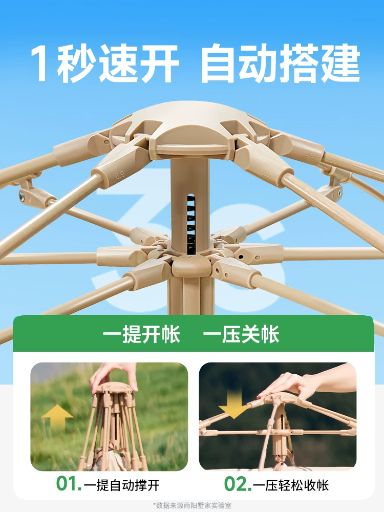 Fully automatic folding portable one button opening and closing tent outdoor camping sunscreen overnight rainstorm proof thickened camping equipment
