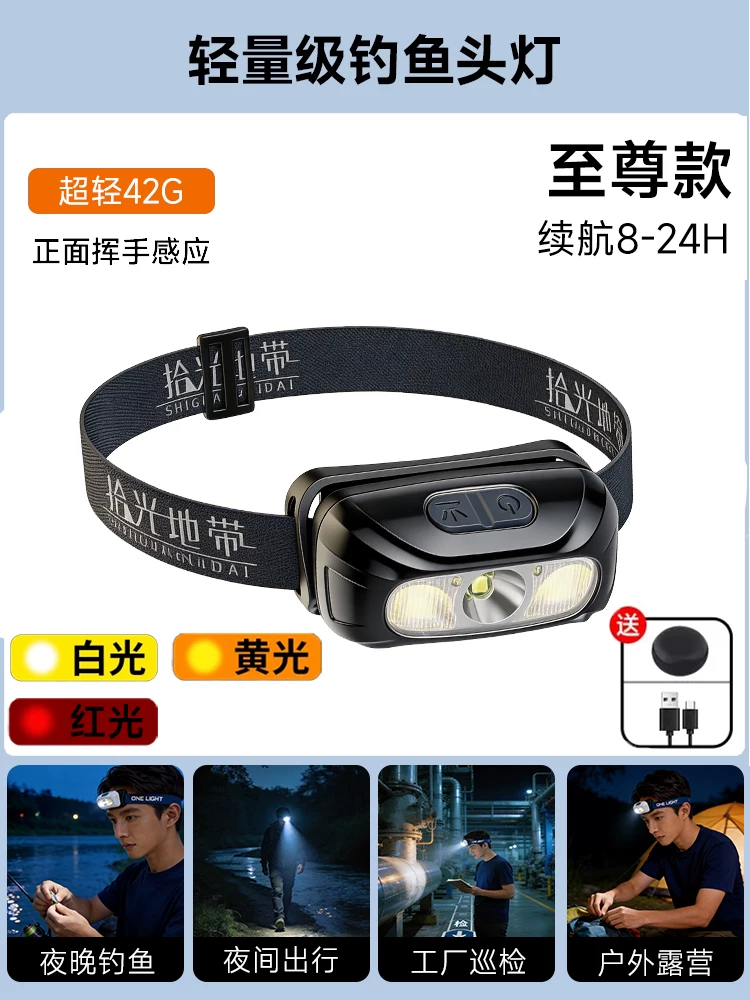 Headlight night fishing special 2026 new model with ultra long endurance sensor head mounted outdoor strong light ultra bright charging