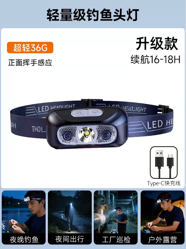 Headlight night fishing special 2026 new model with ultra long endurance sensor head mounted outdoor strong light ultra bright charging