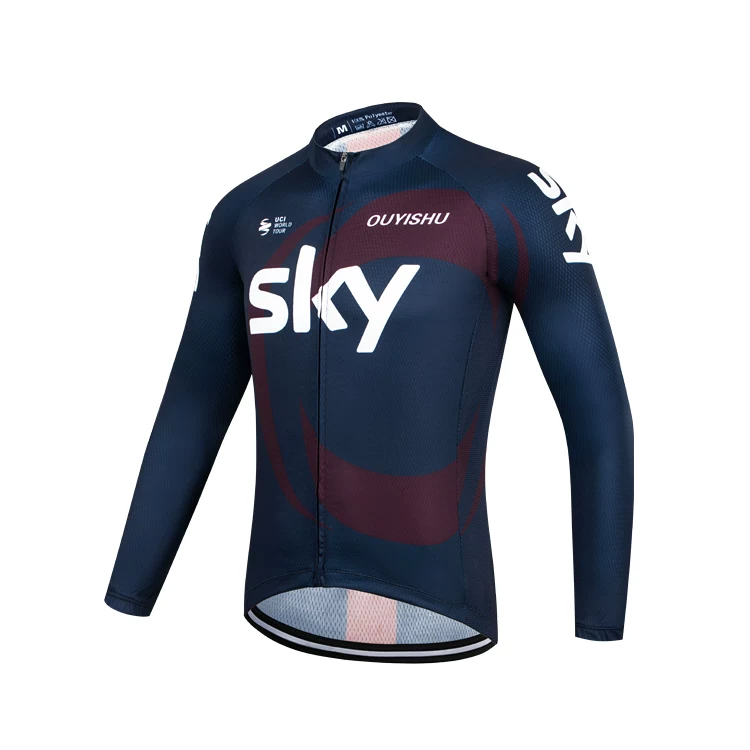 Sky cycling suit with long sleeves, men's slim fit mountain road bike, spring/summer/autumn cycling shirt, breathable and sun protection customization