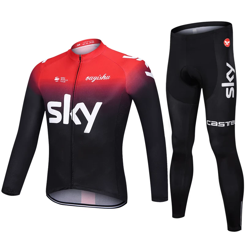 Sky cycling suit with long sleeves, men's slim fit mountain road bike, spring/summer/autumn cycling shirt, breathable and sun protection customization
