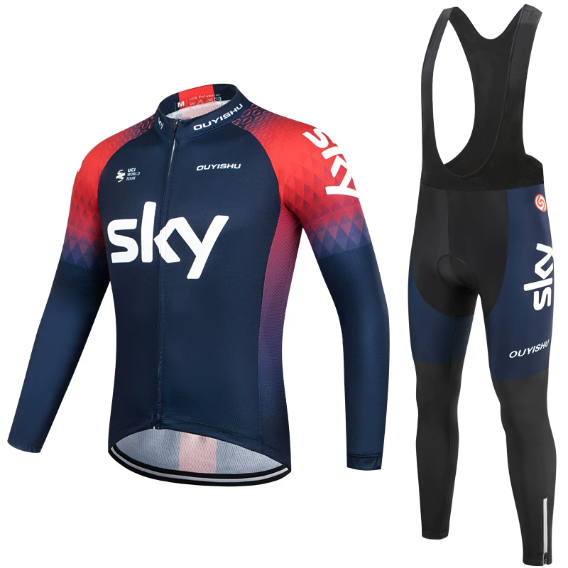 Sky cycling suit with long sleeves, men's slim fit mountain road bike, spring/summer/autumn cycling shirt, breathable and sun protection customization
