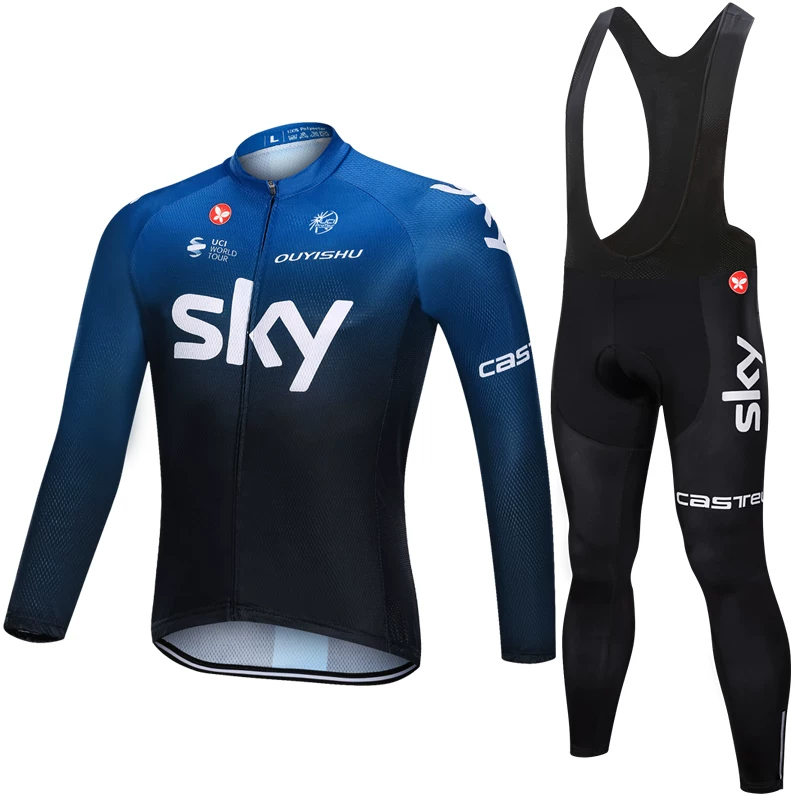 Sky cycling suit with long sleeves, men's slim fit mountain road bike, spring/summer/autumn cycling shirt, breathable and sun protection customization