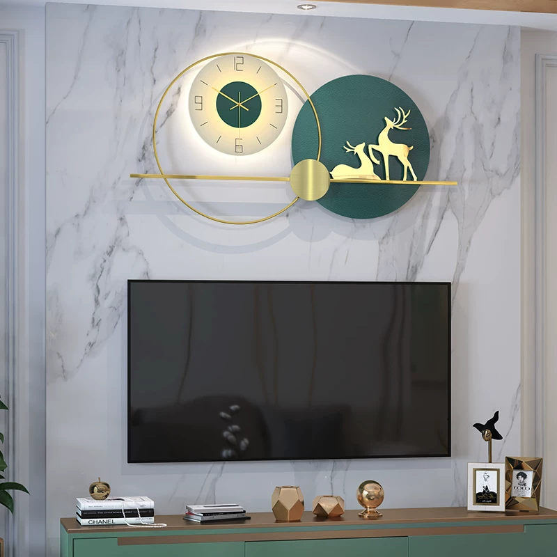 Fulu Light Luxury Clock Wring Clock Home Room Home Creative Restaurant Vings Wanging Wall Clock Art Attosphere Nordic Style
