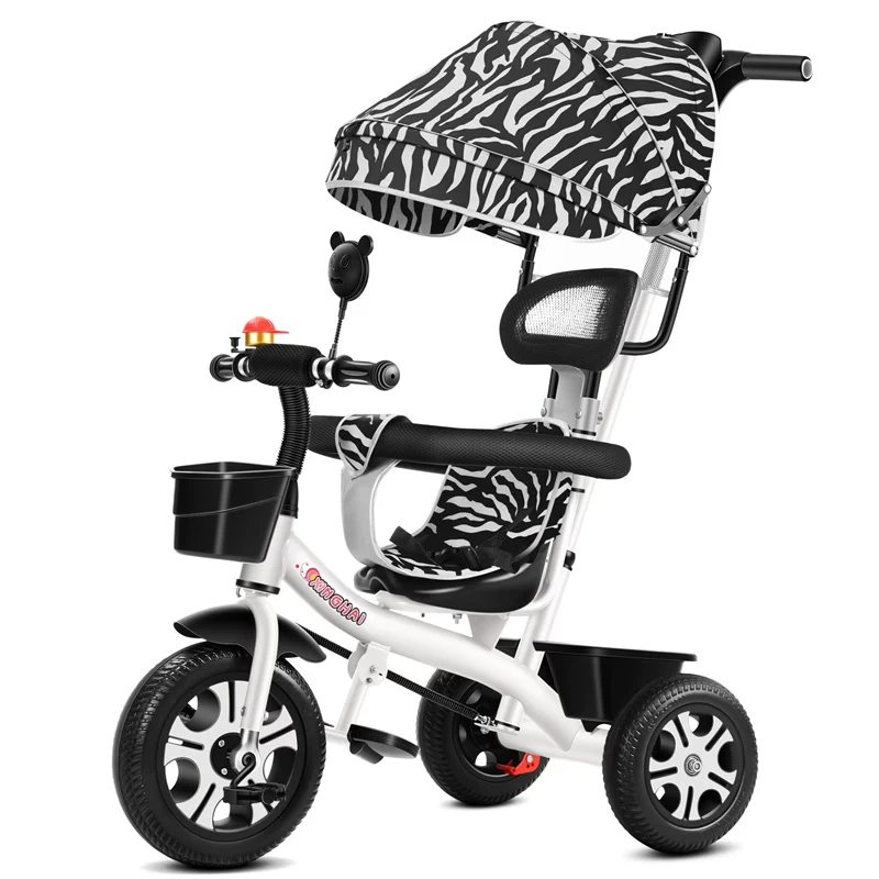 Star Child brand baby stroller, large size children's tricycle, suitable for babies aged 1-6 with push handle, high-end baby stroller with sunshade and storage basket, tricycle
