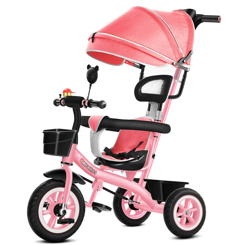 Star Child brand baby stroller, large size children's tricycle, suitable for babies aged 1-6 with push handle, high-end baby stroller with sunshade and storage basket, tricycle
