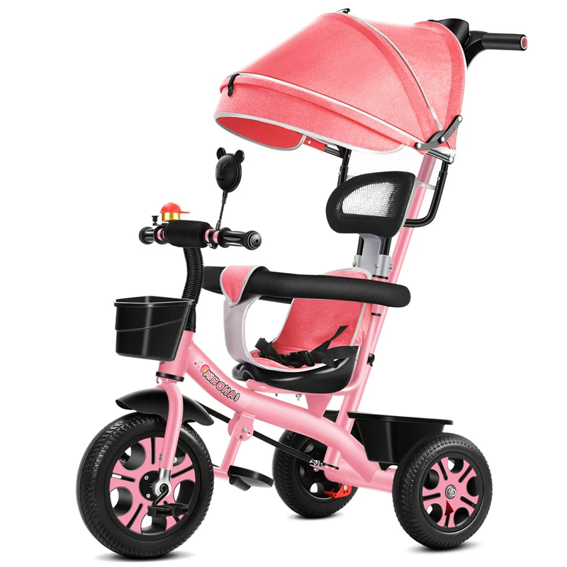 Star Child brand baby stroller, large size children's tricycle, suitable for babies aged 1-6 with push handle, high-end baby stroller with sunshade and storage basket, tricycle