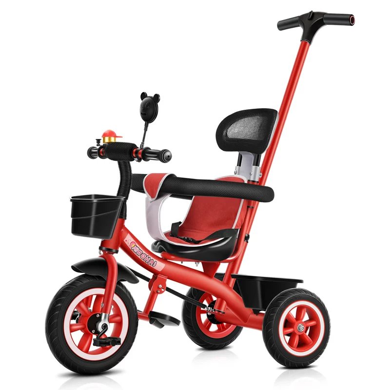 Star Child brand baby stroller, large size children's tricycle, suitable for babies aged 1-6 with push handle, high-end baby stroller with sunshade and storage basket, tricycle