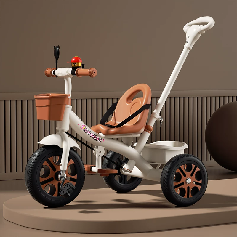 Star Child brand baby stroller, large size children's tricycle, suitable for babies aged 1-6 with push handle, high-end baby stroller with sunshade and storage basket, tricycle
