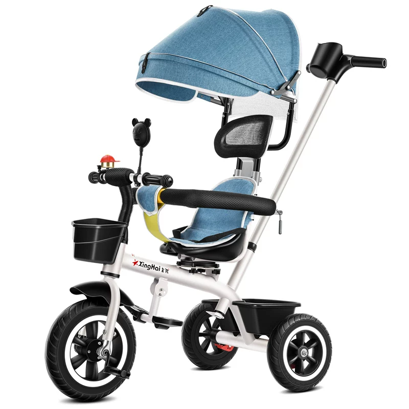 Star Child brand baby stroller, large size children's tricycle, suitable for babies aged 1-6 with push handle, high-end baby stroller with sunshade and storage basket, tricycle