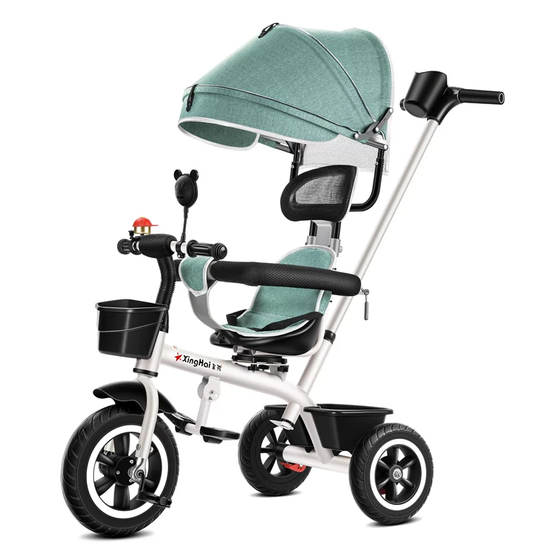 Star Child brand baby stroller, large size children's tricycle, suitable for babies aged 1-6 with push handle, high-end baby stroller with sunshade and storage basket, tricycle