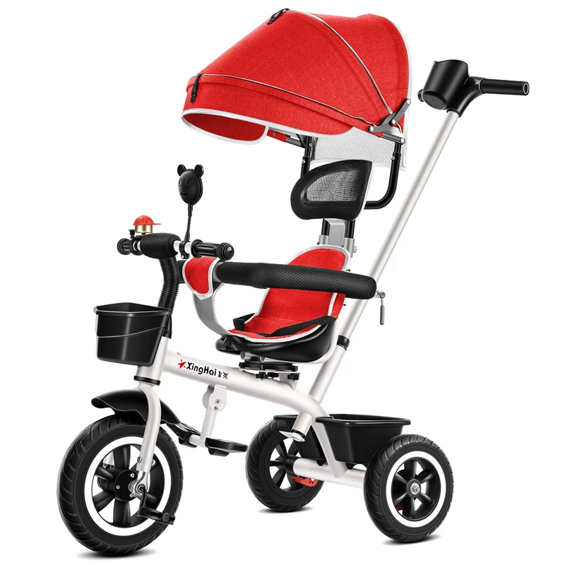 Star Child brand baby stroller, large size children's tricycle, suitable for babies aged 1-6 with push handle, high-end baby stroller with sunshade and storage basket, tricycle