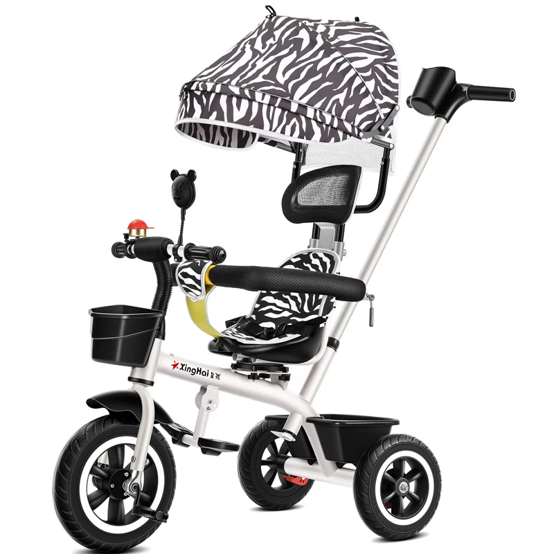 Star Child brand baby stroller, large size children's tricycle, suitable for babies aged 1-6 with push handle, high-end baby stroller with sunshade and storage basket, tricycle