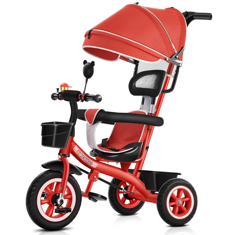 Star Child brand baby stroller, large size children's tricycle, suitable for babies aged 1-6 with push handle, high-end baby stroller with sunshade and storage basket, tricycle