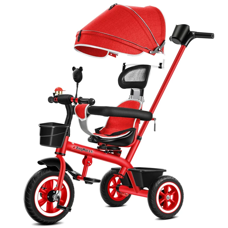Star Child brand baby stroller, large size children's tricycle, suitable for babies aged 1-6 with push handle, high-end baby stroller with sunshade and storage basket, tricycle