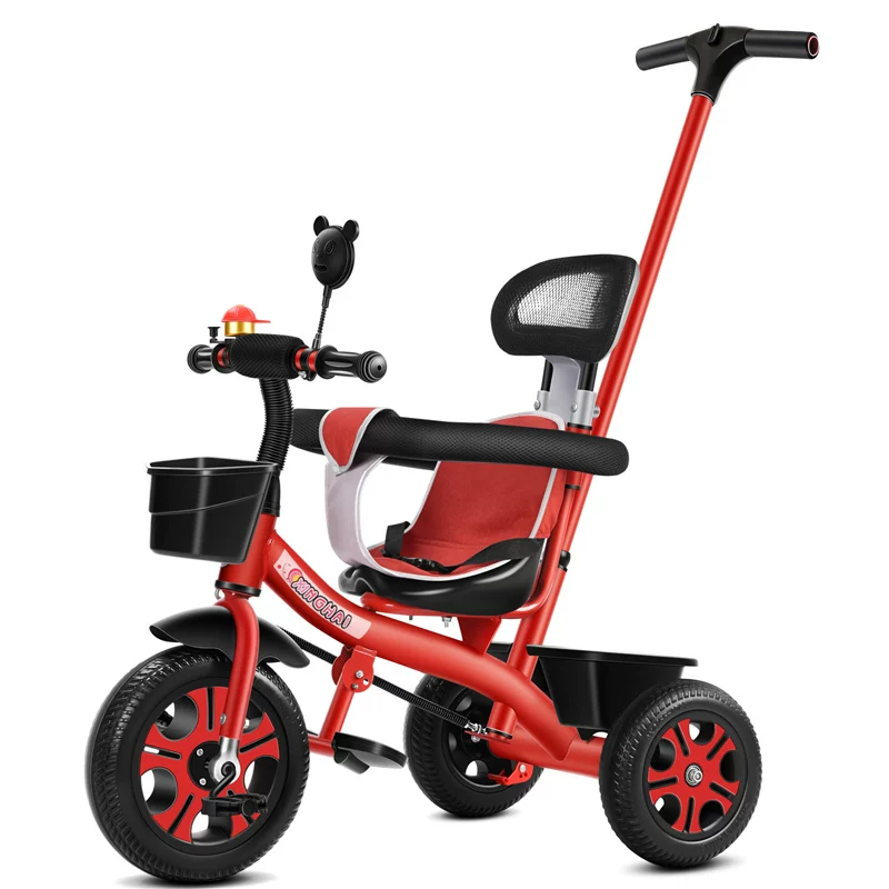 Star Child brand baby stroller, large size children's tricycle, suitable for babies aged 1-6 with push handle, high-end baby stroller with sunshade and storage basket, tricycle