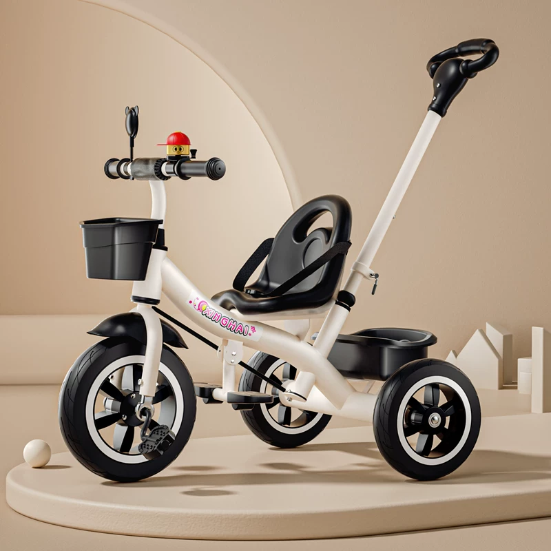 Star Child brand baby stroller, large size children's tricycle, suitable for babies aged 1-6 with push handle, high-end baby stroller with sunshade and storage basket, tricycle