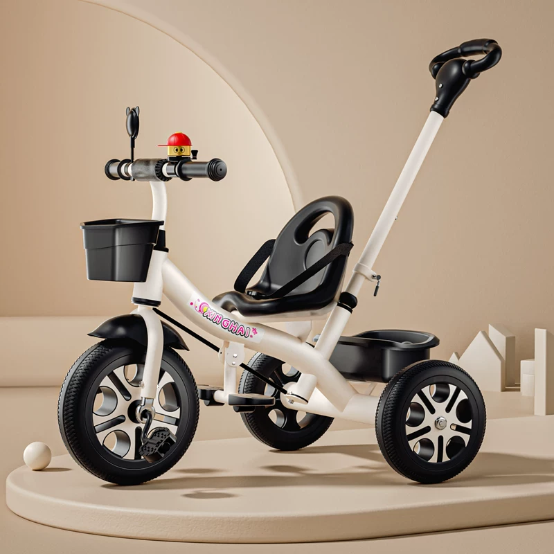Star Child brand baby stroller, large size children's tricycle, suitable for babies aged 1-6 with push handle, high-end baby stroller with sunshade and storage basket, tricycle