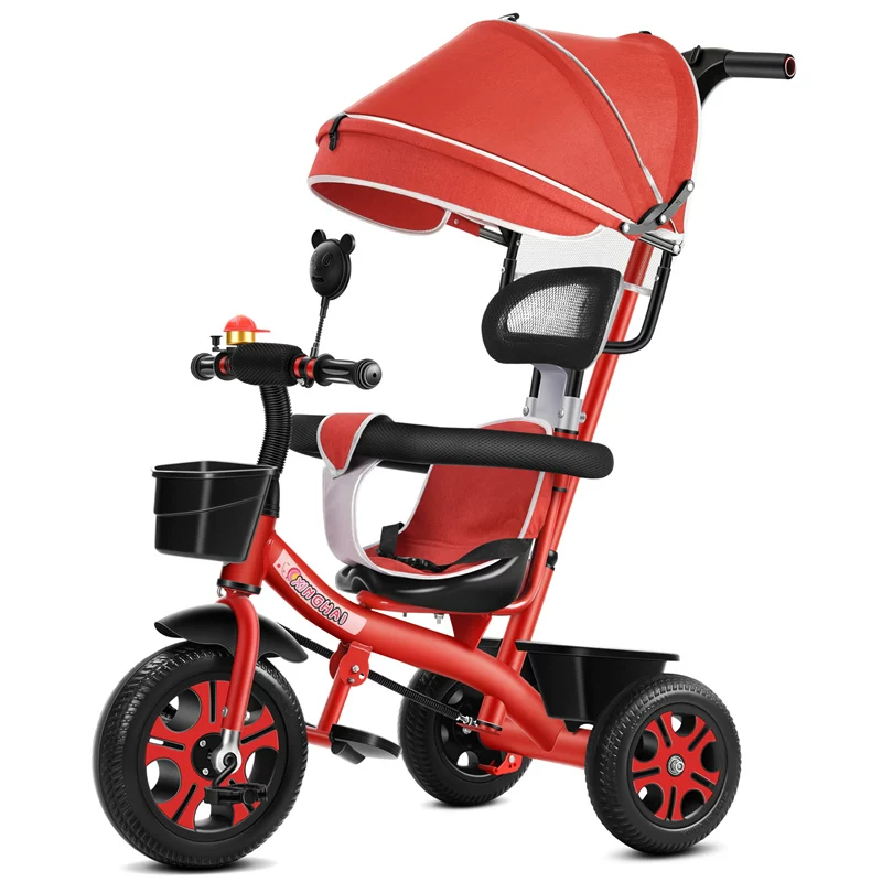 Star Child brand baby stroller, large size children's tricycle, suitable for babies aged 1-6 with push handle, high-end baby stroller with sunshade and storage basket, tricycle