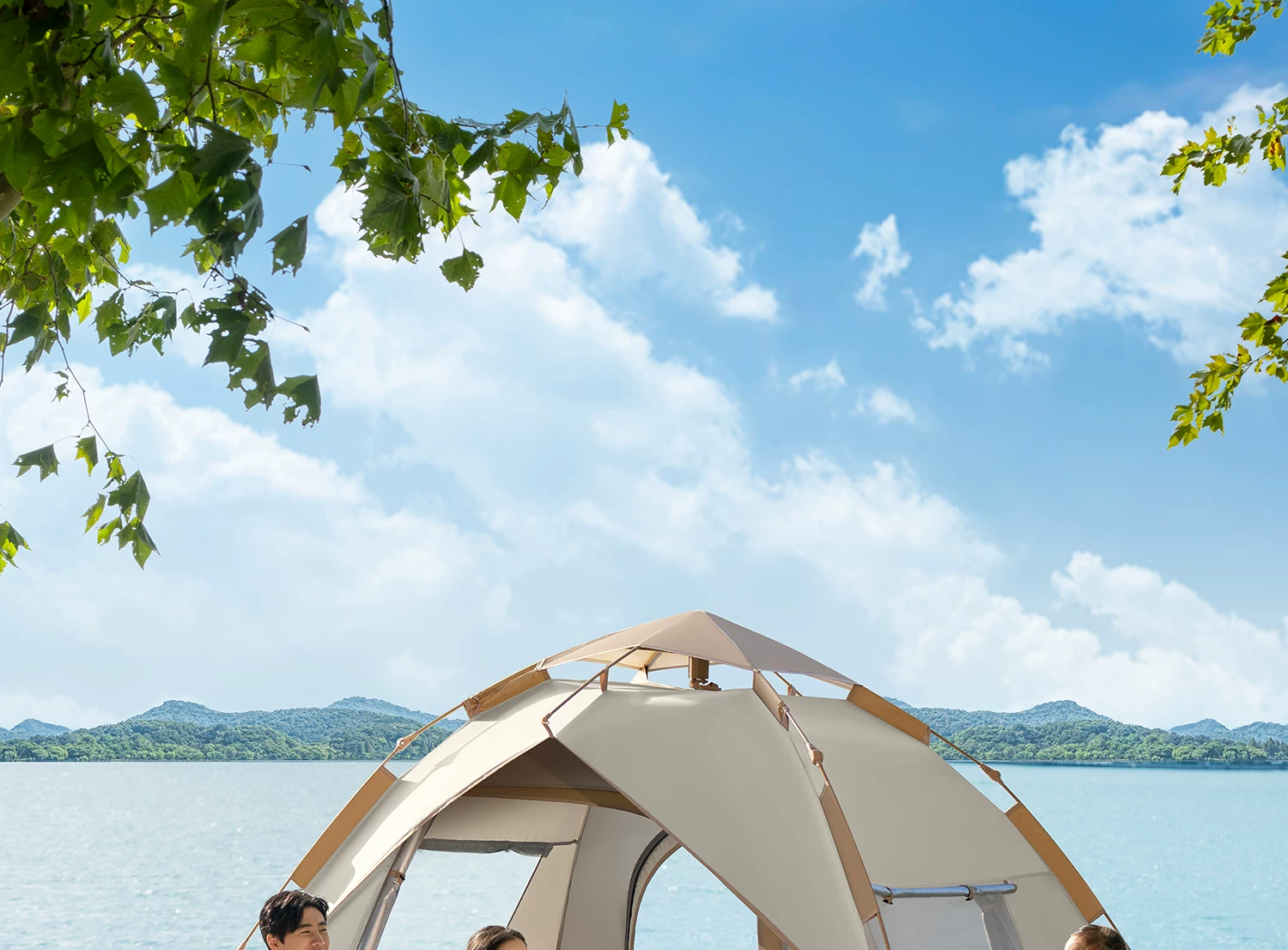 Primitive person automatic quick opening tent for three seasons, with double person rain and moisture resistance, no need to set up camping tent combination