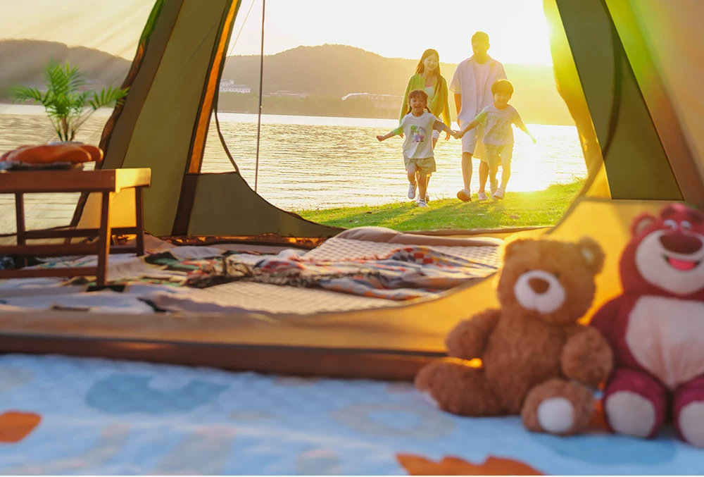 Primitive man tent, outdoor camping, overnight camping, foldable portable canopy, 2-in-1 fully automatic camping equipment