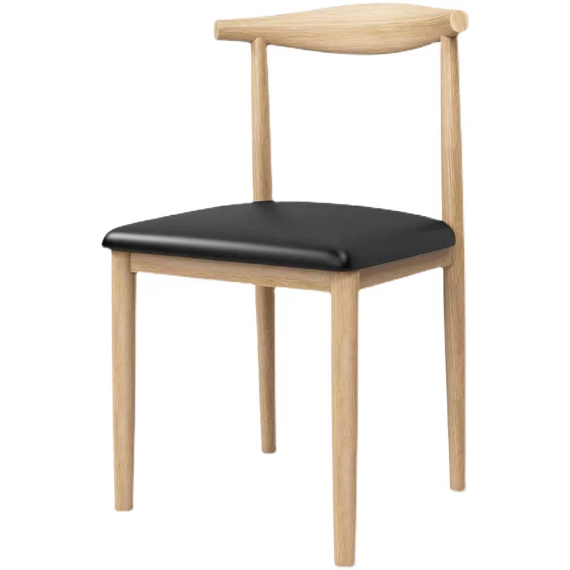 Nordic minimalist modern dining chair, linen style, large size resembling solid wood, iron horn chair, home desk, leisure backrest stool