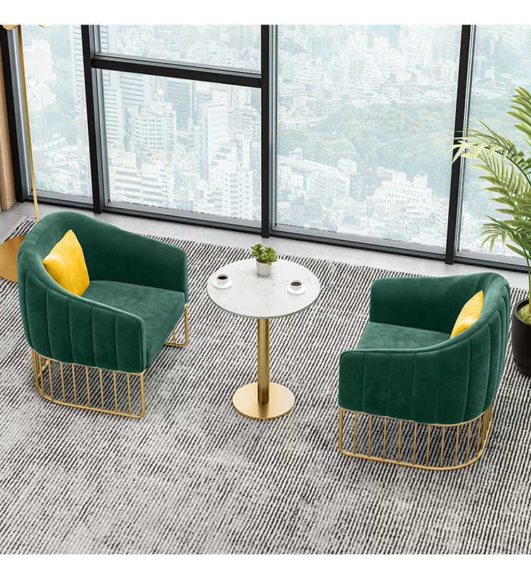 Clothing store, small sofa, nail salon, Nordic minimalist modern internet celebrity beauty salon, wrought iron leisure reception table and chair combination