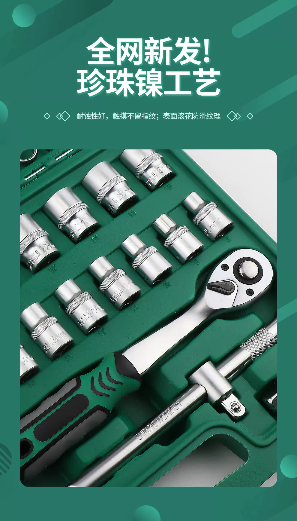 46 piece set of auto repair tools for new energy vehicle maintenance, 72 tooth ratchet wrench, professional tool S2 set