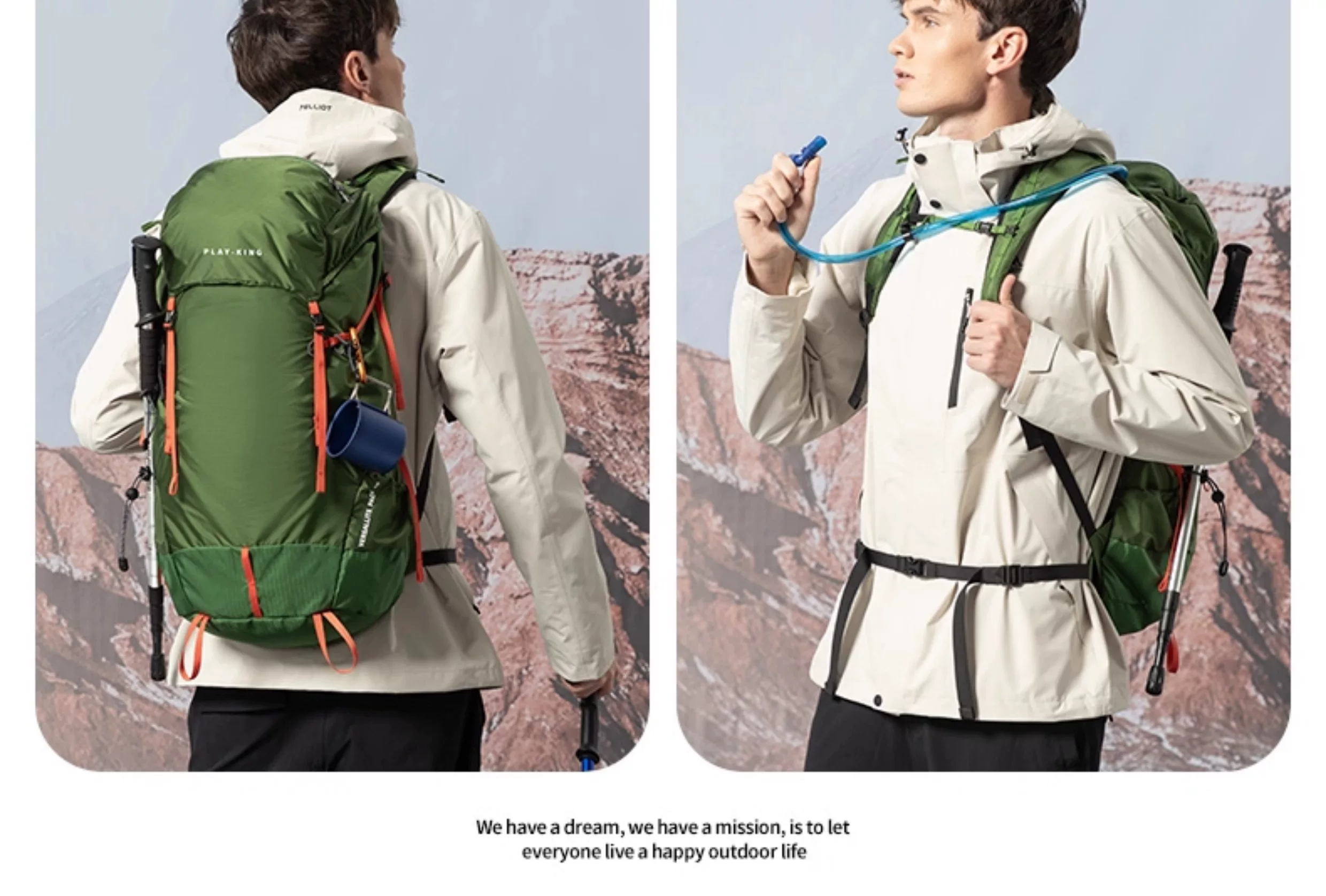Mountaineering backpack professional outdoor waterproof large capacity hiking top backpack men's sports camping lightweight travel backpack