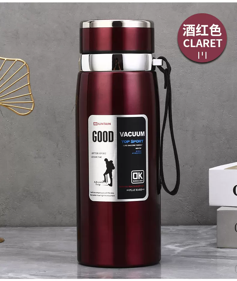316 stainless steel outdoor car portable insulated cup with a large capacity of 1000ml, men's and women's business tea cups, 800