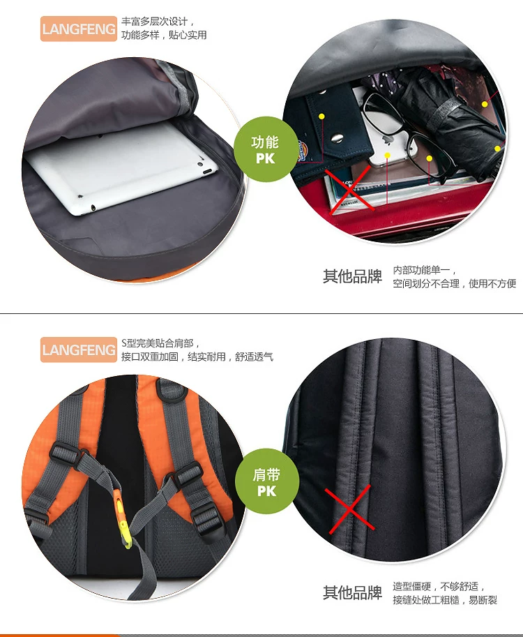 New lightweight outdoor hiking bag 40L waterproof nylon backpack for men and women hiking backpack cycling bag