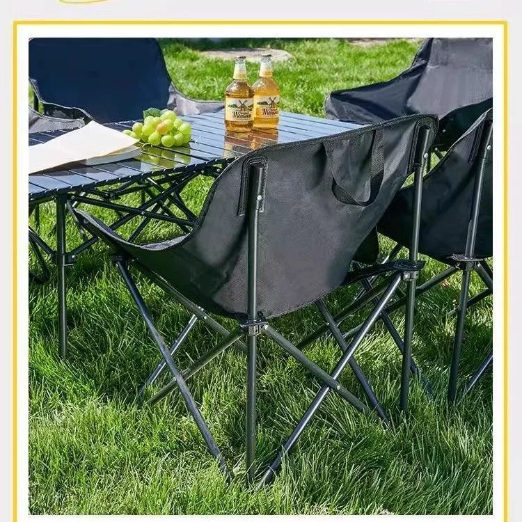 Outdoor Moon Chair Folding Chair Outdoor Folding Table Camping Barbecue Stall Fishing Portable Table and Chair Set