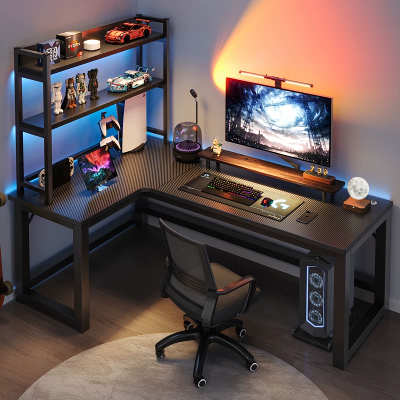 Угловой E -Sports Table Computer Desktop Домохозяйство двойная стола книжная полка интегрированная стола спальня спальня угловой стол