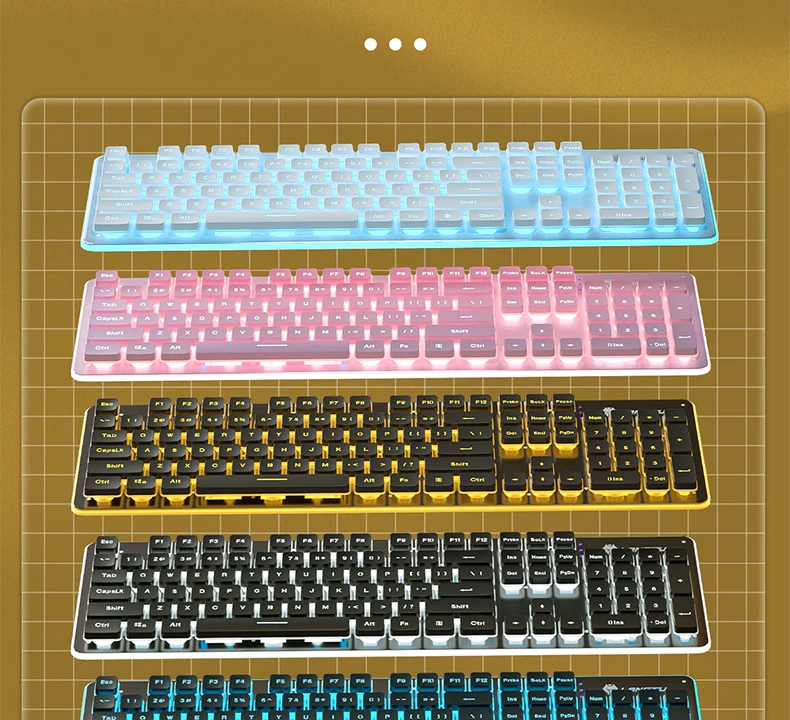 Wolf Road wired silent keyboard with high aesthetics, mechanical feel, backlit tablet, laptop, typing, female office
