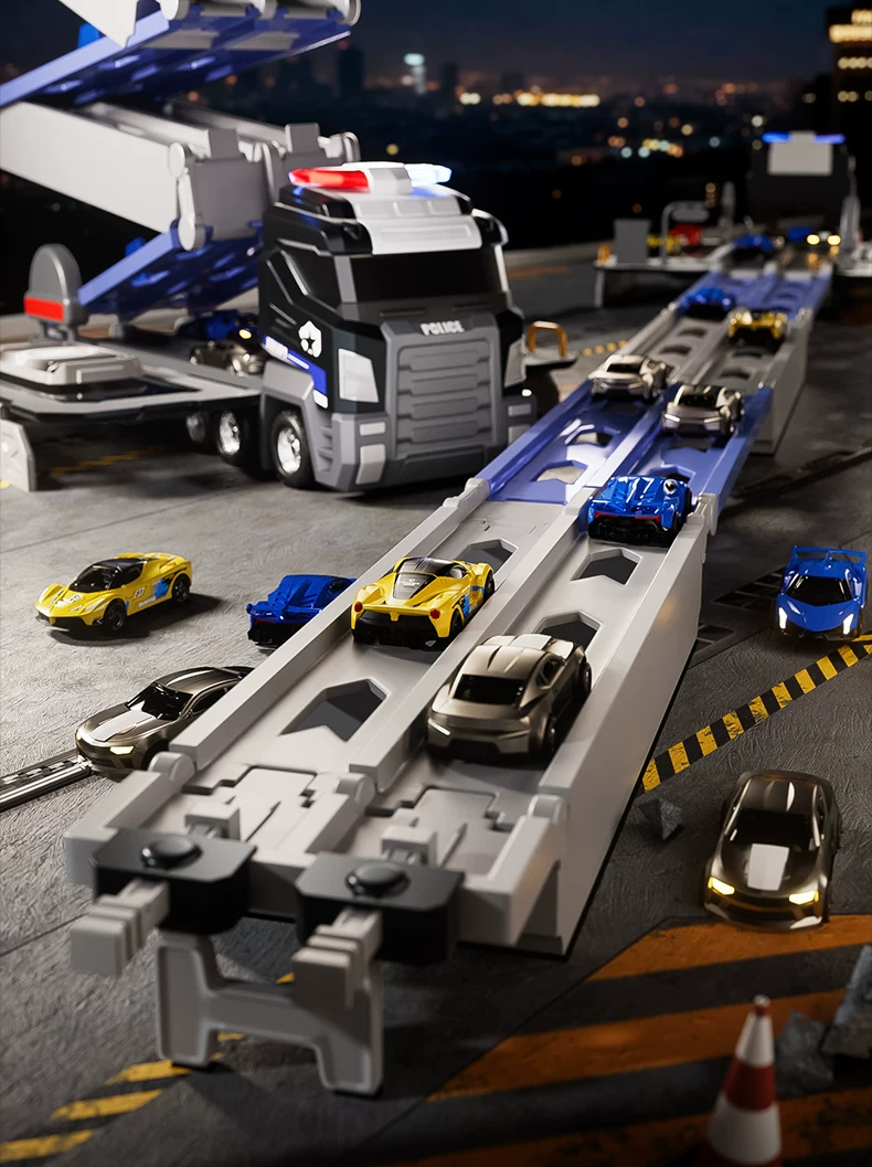 Large police car, track toy car, deformation sliding ejection alloy storage car, boys' toy airplane, Children's Day